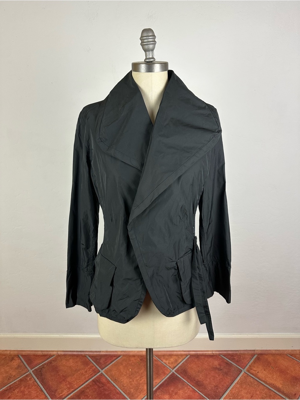 Peter O. Mahler Asymmetrical Draped Crash Jacket in Black